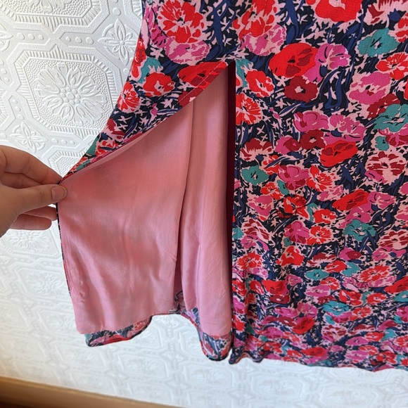 ⬇️ Anthropologie The Lille Side-Slit Midi Skirt by Maeve Pink Floral Size 14 - Picture 11 of 13
